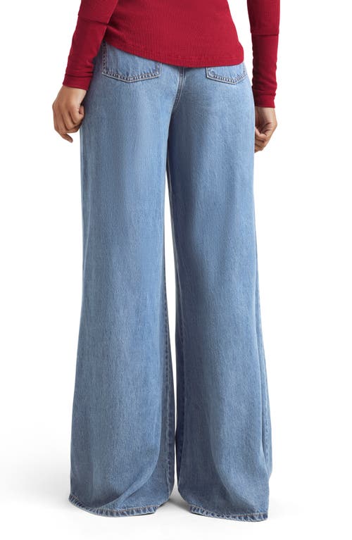 Splendid Elastic Waist Wide Leg Denim Pants In Indigo