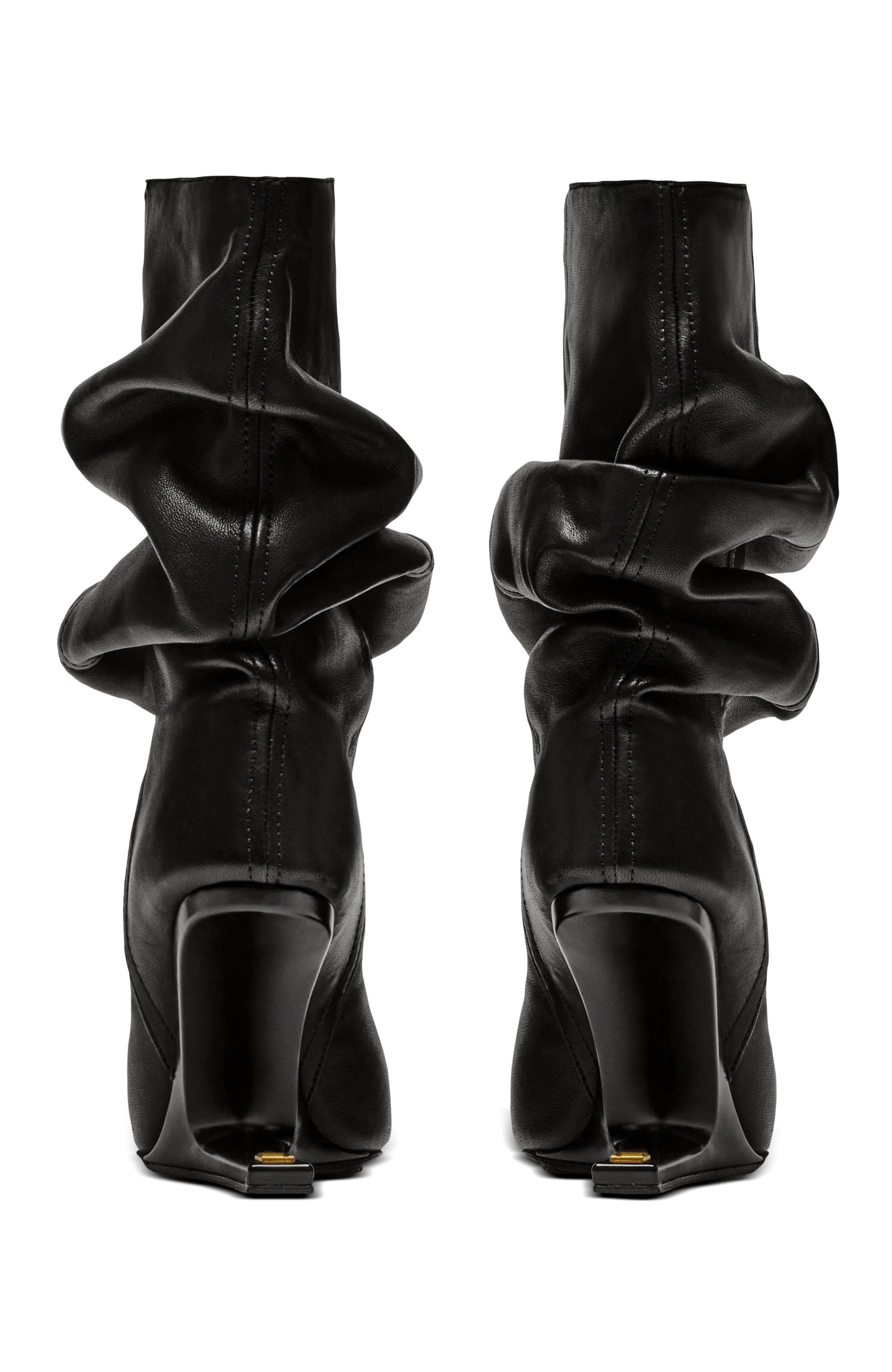 Balmain "No Wedge" smooth leather ankle boots, Alternate, color, Black