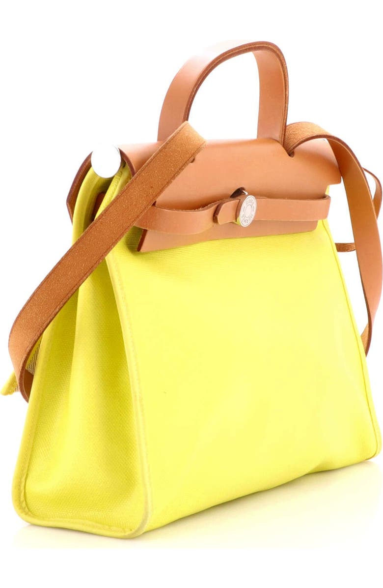 Pre-Owned Hermes Herbag Zip Berline Vache Canvas and Leather 31, Alternate, color, Lime