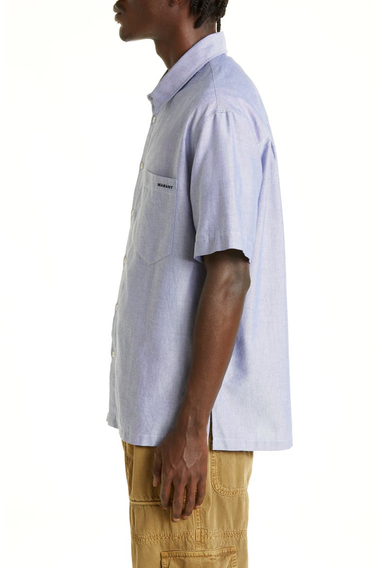 Iggy Embroidered Logo Short Sleeve Button-Up Shirt, Alternate, color, BLUE 30BU