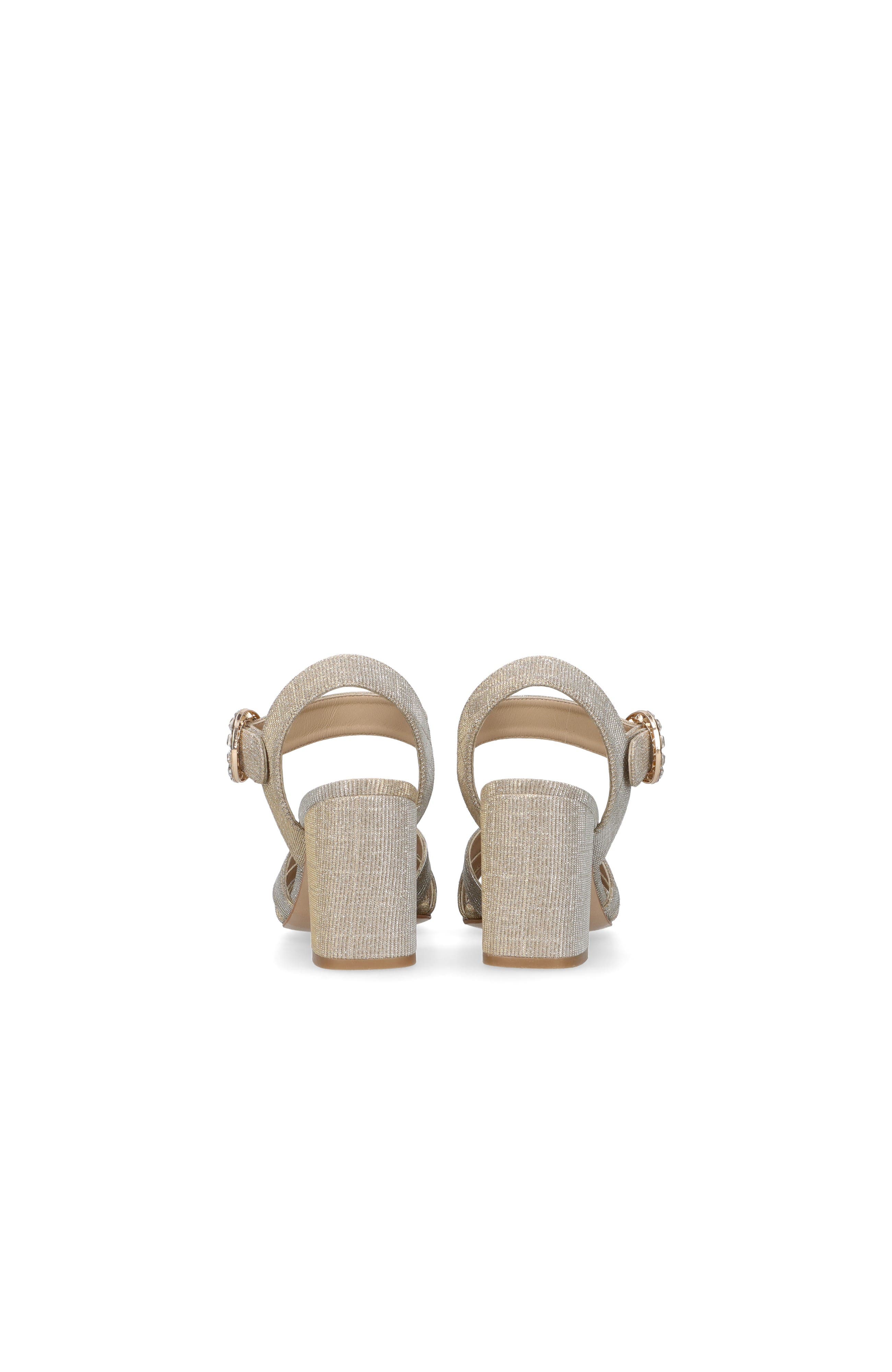 MASCARO Block Heel Glitzy Buckle Sandal, Alternate, color, Metallic Gold