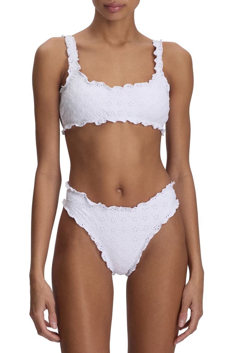 Kennedy Ruffle Eyelet Bikini Top, Alternate, color, WHITE