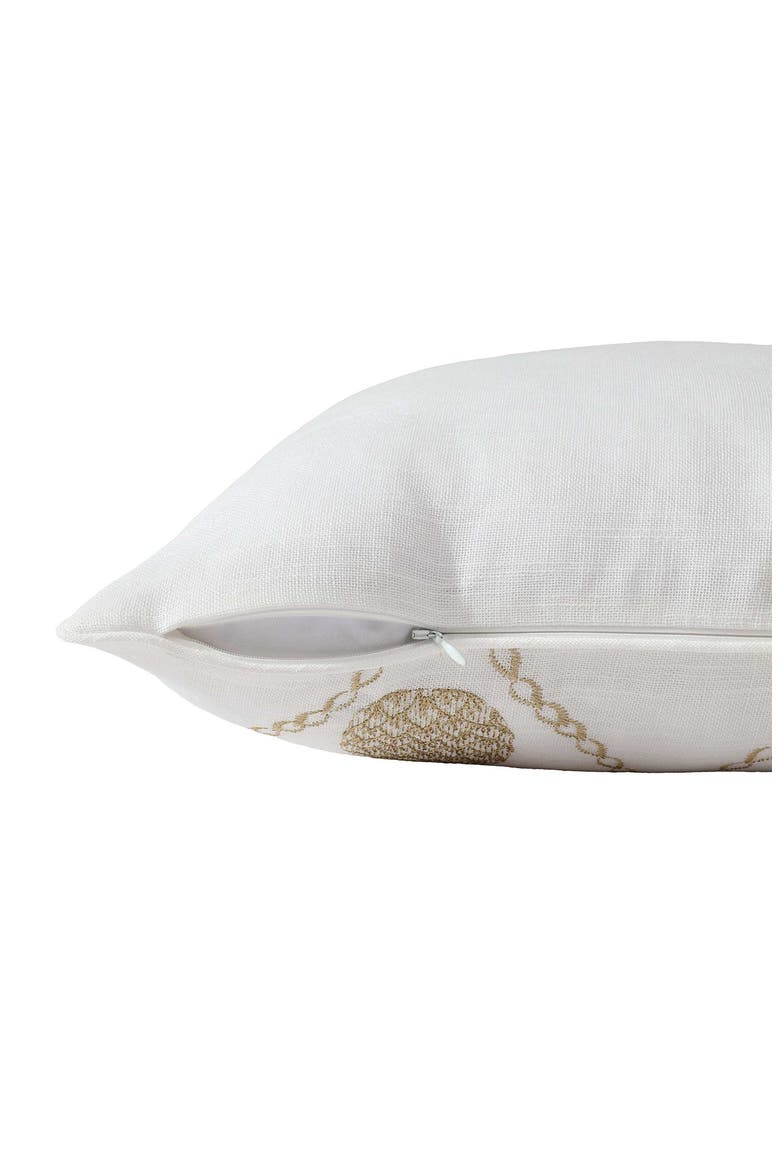Golden Pineapple Embroidered Square Accent Pillow, Alternate, color, WHITE/ GOLD