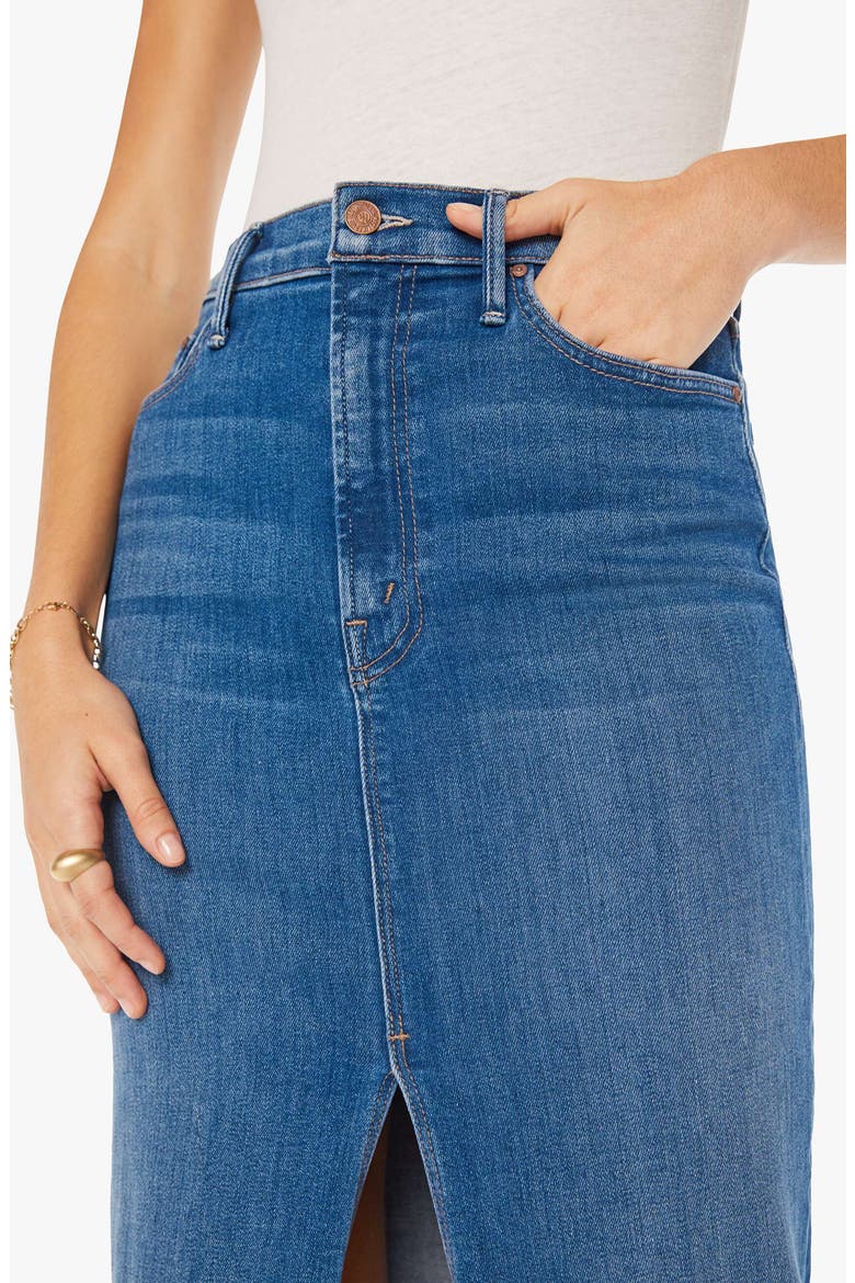 The Reverse Pencil Pusher High Waist Denim Midi Skirt, Alternate, color, HUE ARE YOU