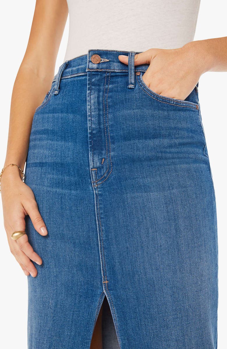 MOTHER The Reverse Pencil Pusher High Waist Denim Midi Skirt, Alternate, color, 