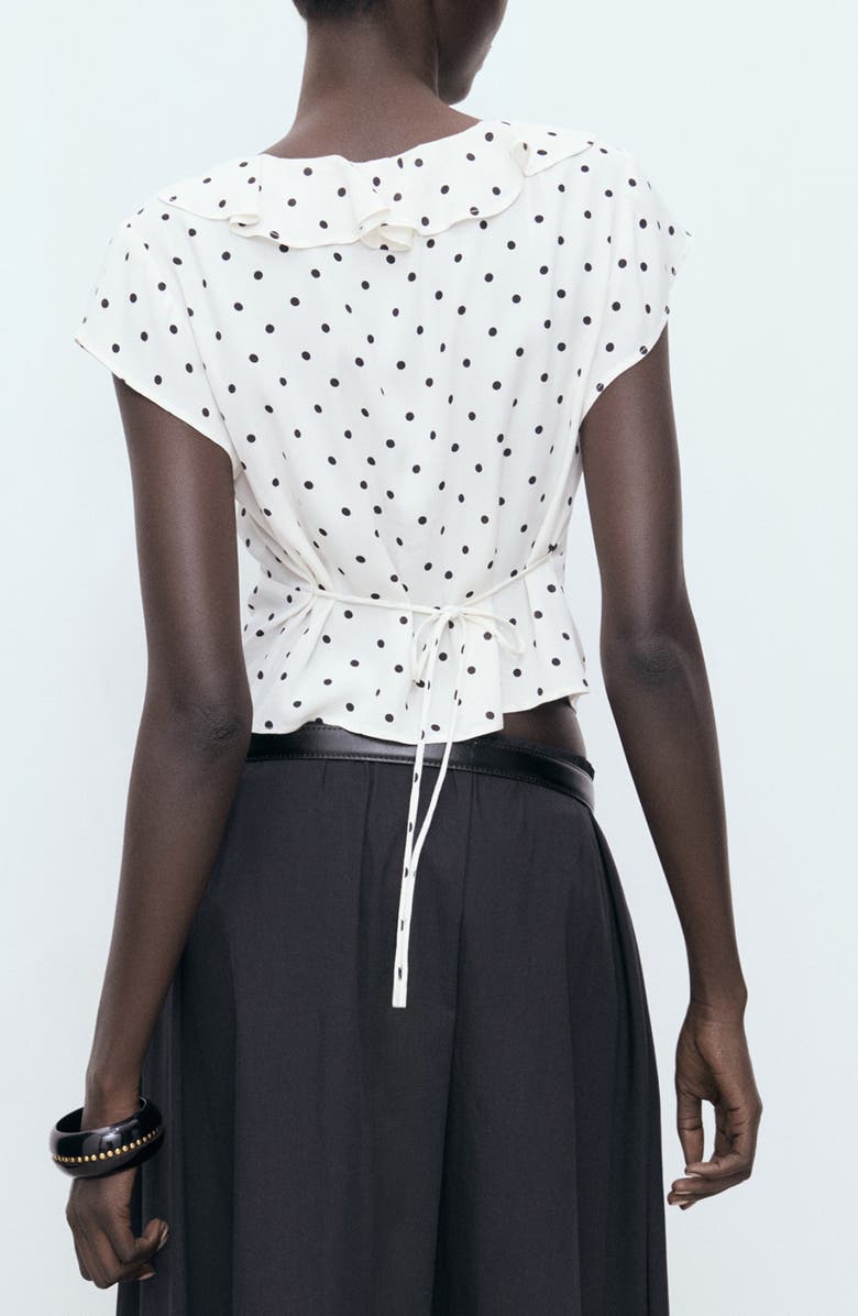 MANGO Kendal Ruffle Crop Top, Alternate, color, Off White