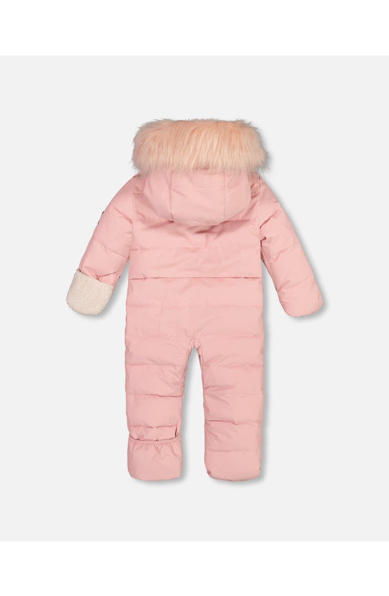 Deux par Deux Baby Girl's One Piece Baby Hooded Snowsuit Pink Designed For Car Seat, Alternate, color, 