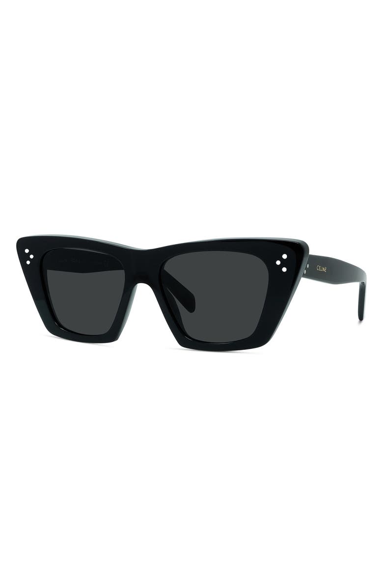 CELINE 51mm Cat Eye Sunglasses, Alternate, color, Shiny Black / Smoke