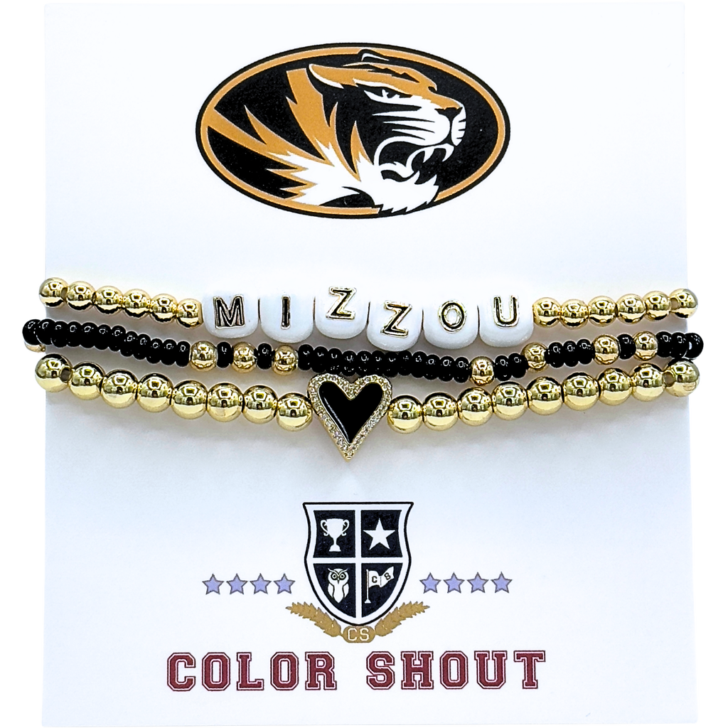 Color Shout Mizzou Love My College Bracelet Stack In Gold