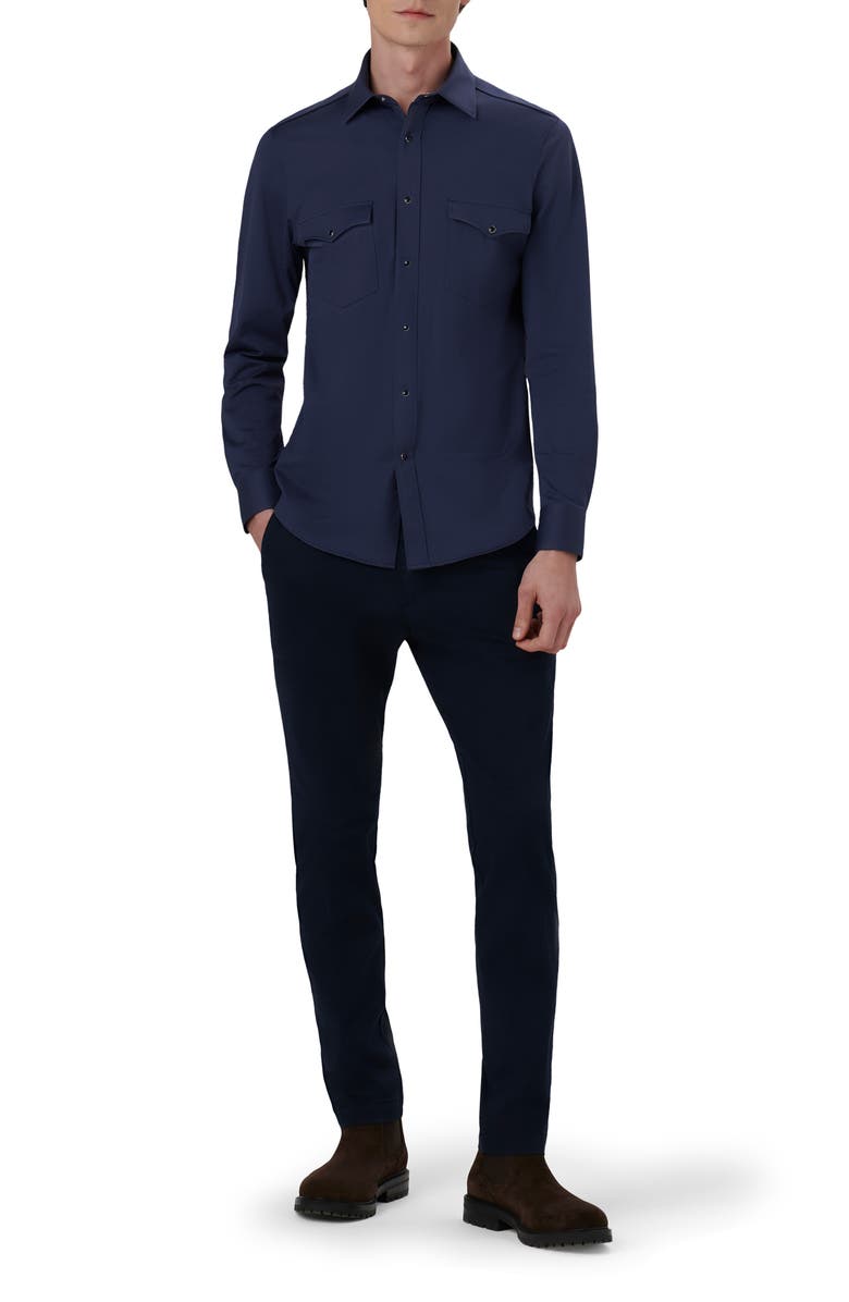 Bugatchi Bill OoohCotton<sup>®</sup> Snap-Up Western Shirt, Alternate, color, Navy
