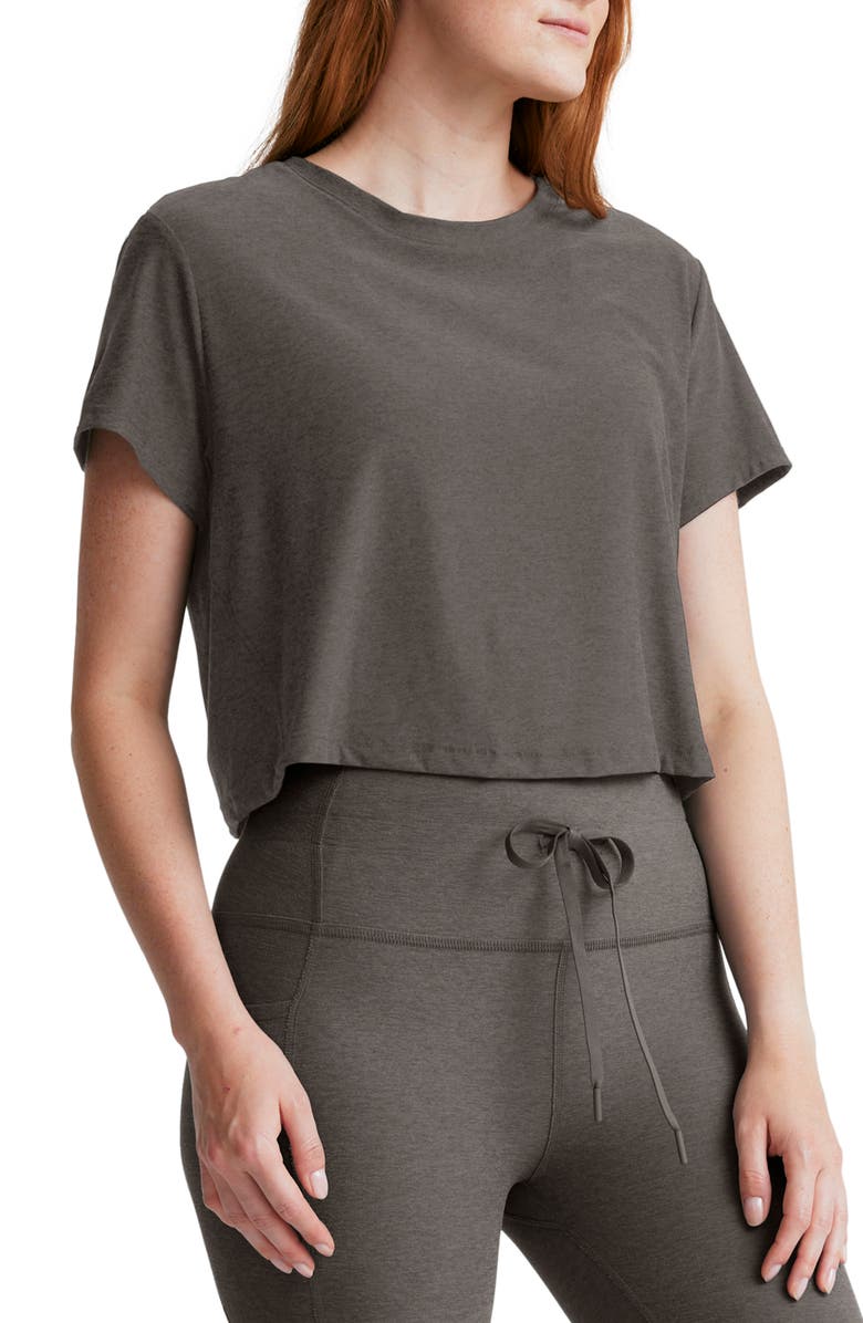 Beyond Yoga Featherweight Supreme Crop T-Shirt, Alternate, color, True Gray Heather