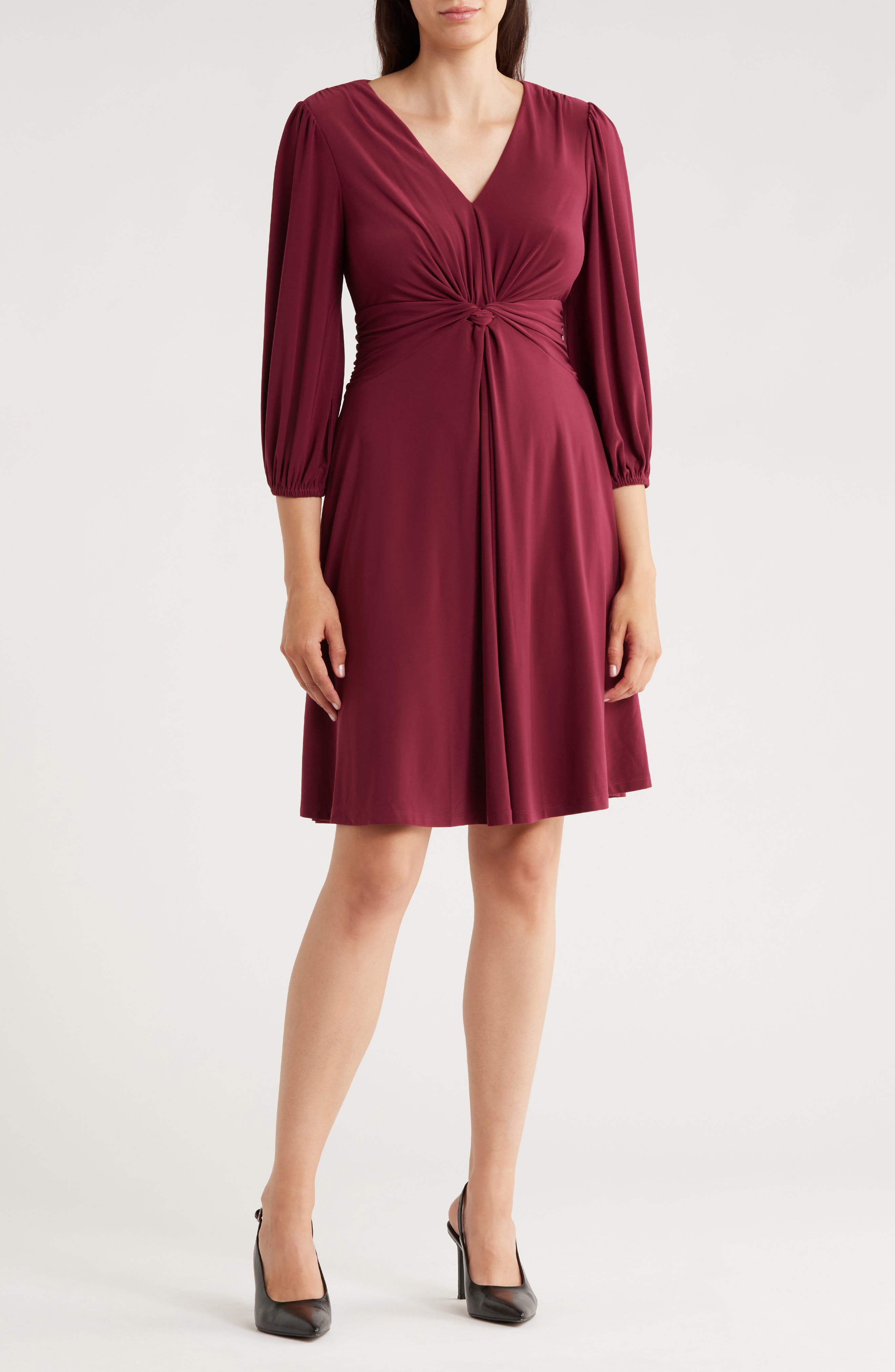 Vince Camuto Twist Front Balloon Sleeve Fit & Flare Dress