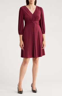 Vince Camuto Twist Front Balloon Sleeve Fit & Flare Dress