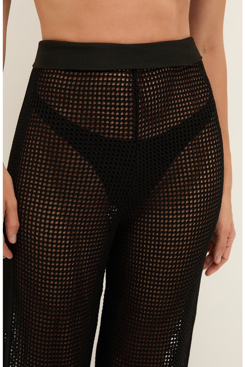 Valerie Open Stitch Wide Leg Pants, Alternate, color, BLACK