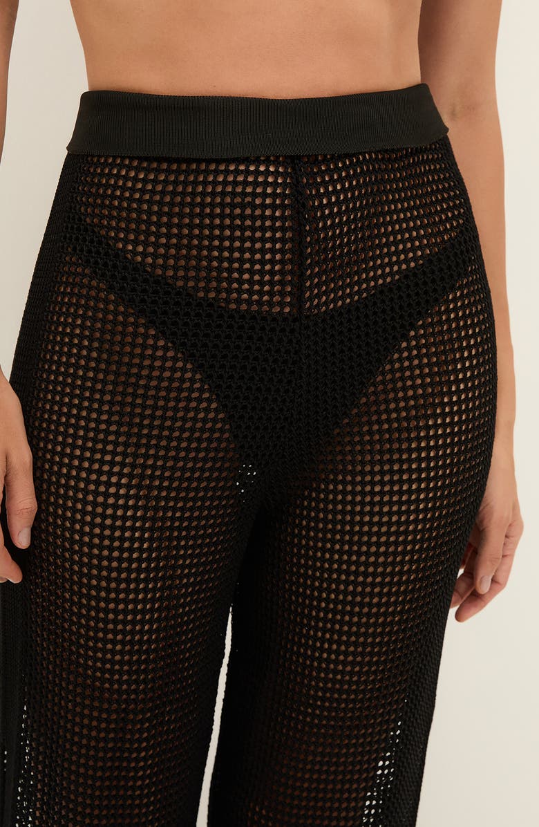 ViX Paula Hermanny Valerie Open Stitch Wide Leg Pants, Alternate, color, Black