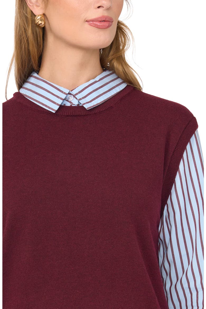 Crewneck Sweater Vest Two-Fer, Alternate, color, WINETASTING