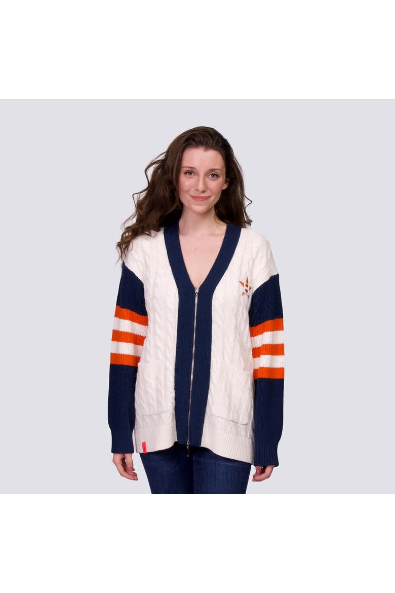 Women's Lusso Navy/White Houston Astros Shyla Knit V-Neck Full-Zip Sweater, Main, color, Navy