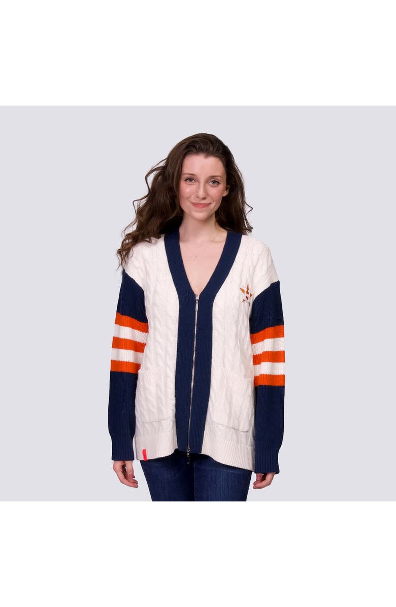 LUSSO Women's Lusso Navy/White Houston Astros Shyla Knit V-Neck Full-Zip Sweater, Main, color, Navy