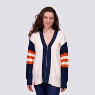 LUSSO Women's Lusso Navy/White Houston Astros Shyla Knit V-Neck Full-Zip Sweater