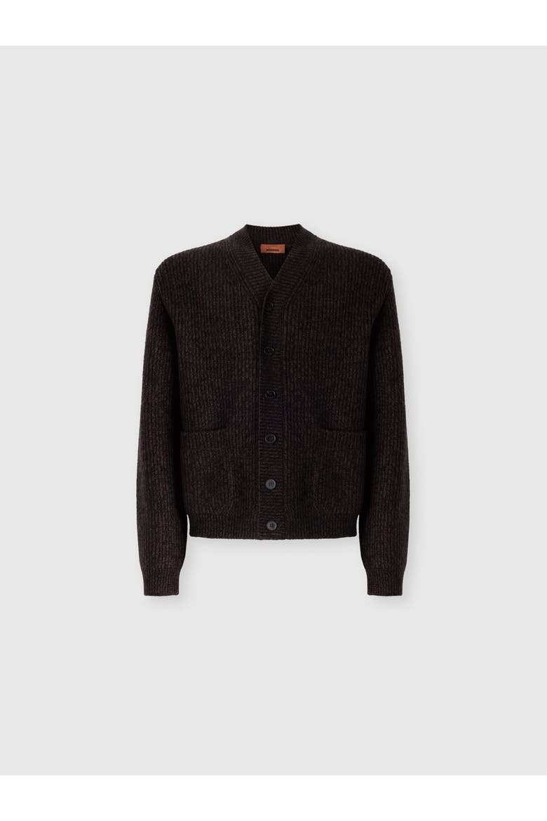 Wool And Viscose Mélange Cardigan, Main, color, Brown
