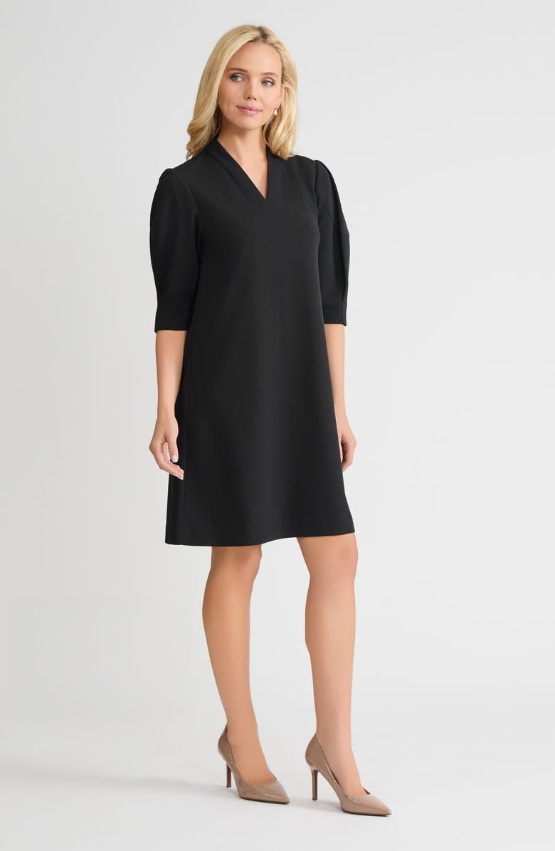 Ming Wang A-Line Stretch Deco Crepe Knee Length Dress, Alternate, color, Black