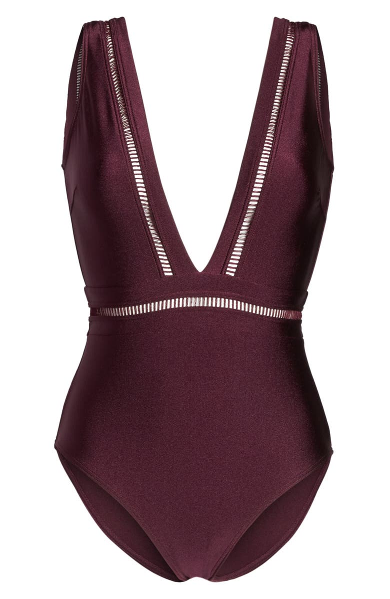Ted Baker London Plunge One Piece Swimsuit, Alternate, color, 