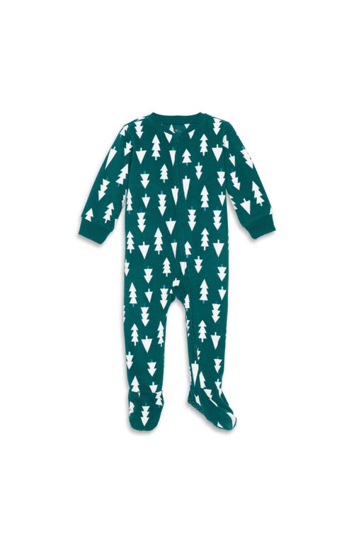 Primary Fleece Zip Footie In Spruce Trees