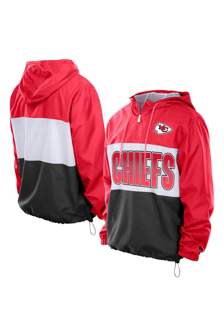Men's New Era Red Kansas City Chiefs Ripstop Quarter-Zip Hooded Windbreaker, Main, color, Red