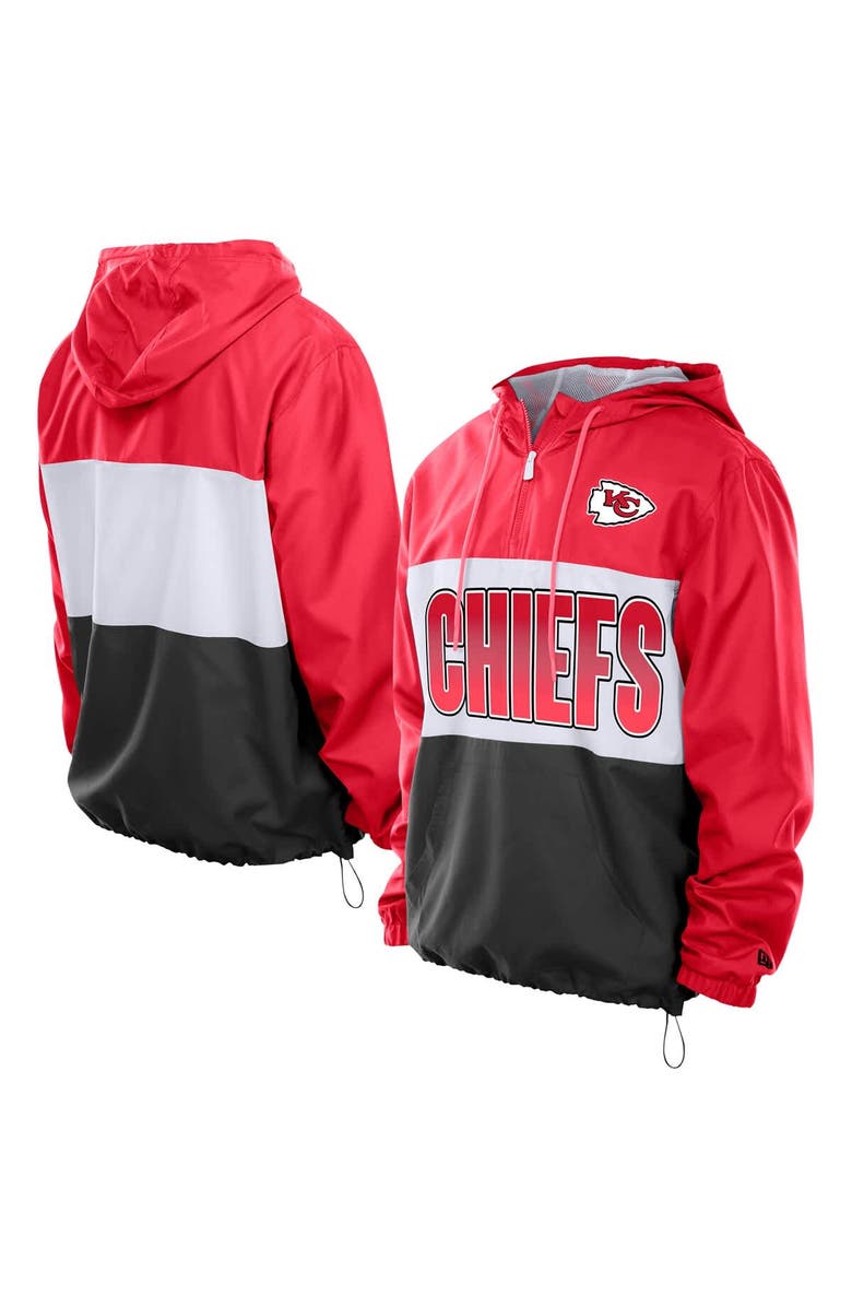 New Era Men's New Era Red Kansas City Chiefs Ripstop Quarter-Zip Hooded Windbreaker, Main, color, Red