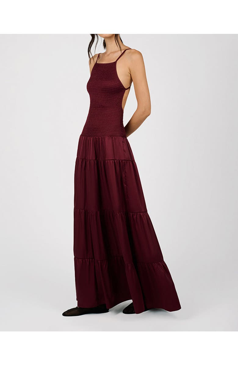 WeWoreWhat Smocked Drop Waist Maxi Dress, Main, color, Plum