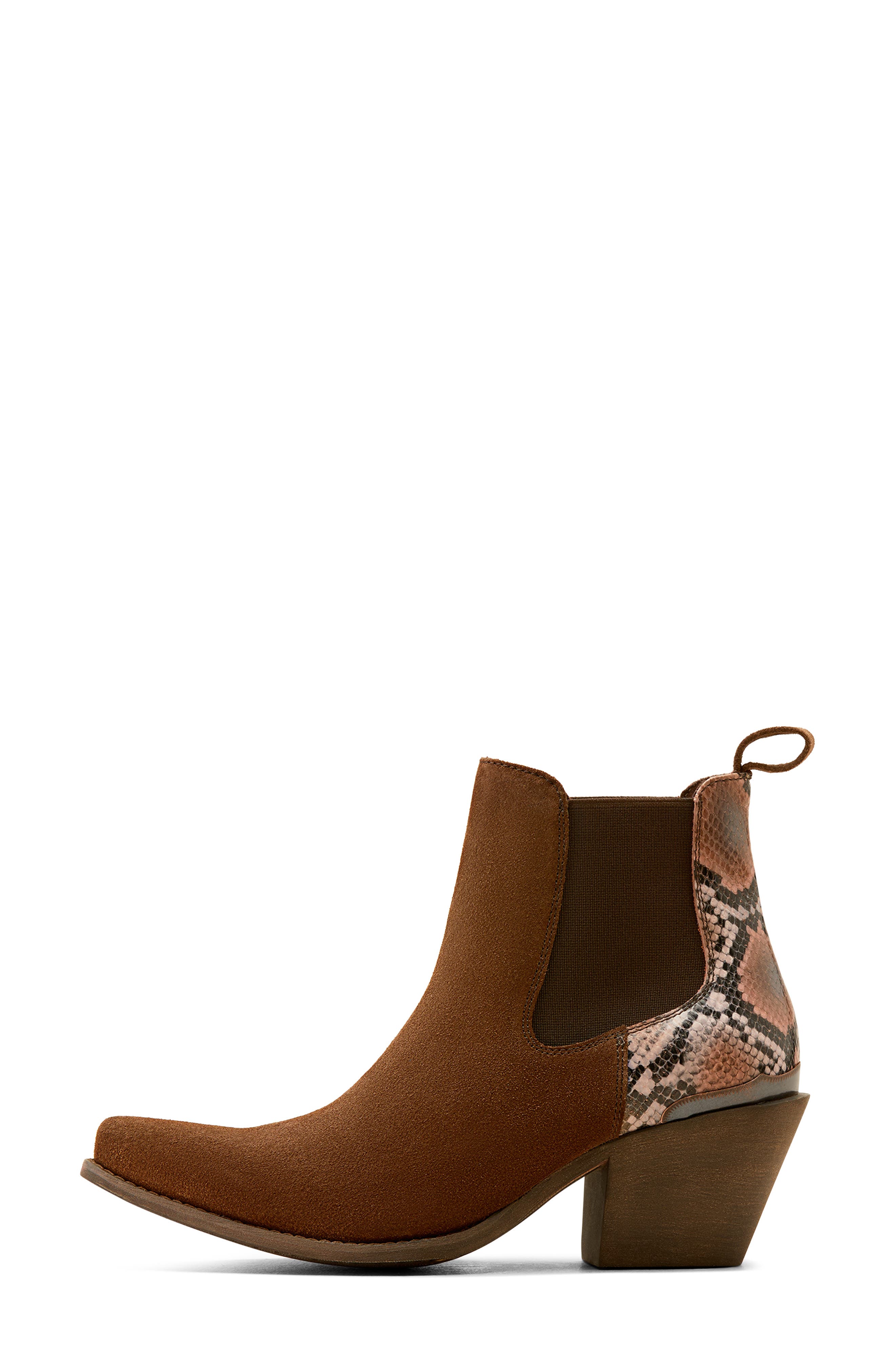 Ariat Bradley Western Chelsea Boot, Alternate, color, Cafe Suede/ Desert Snake Print