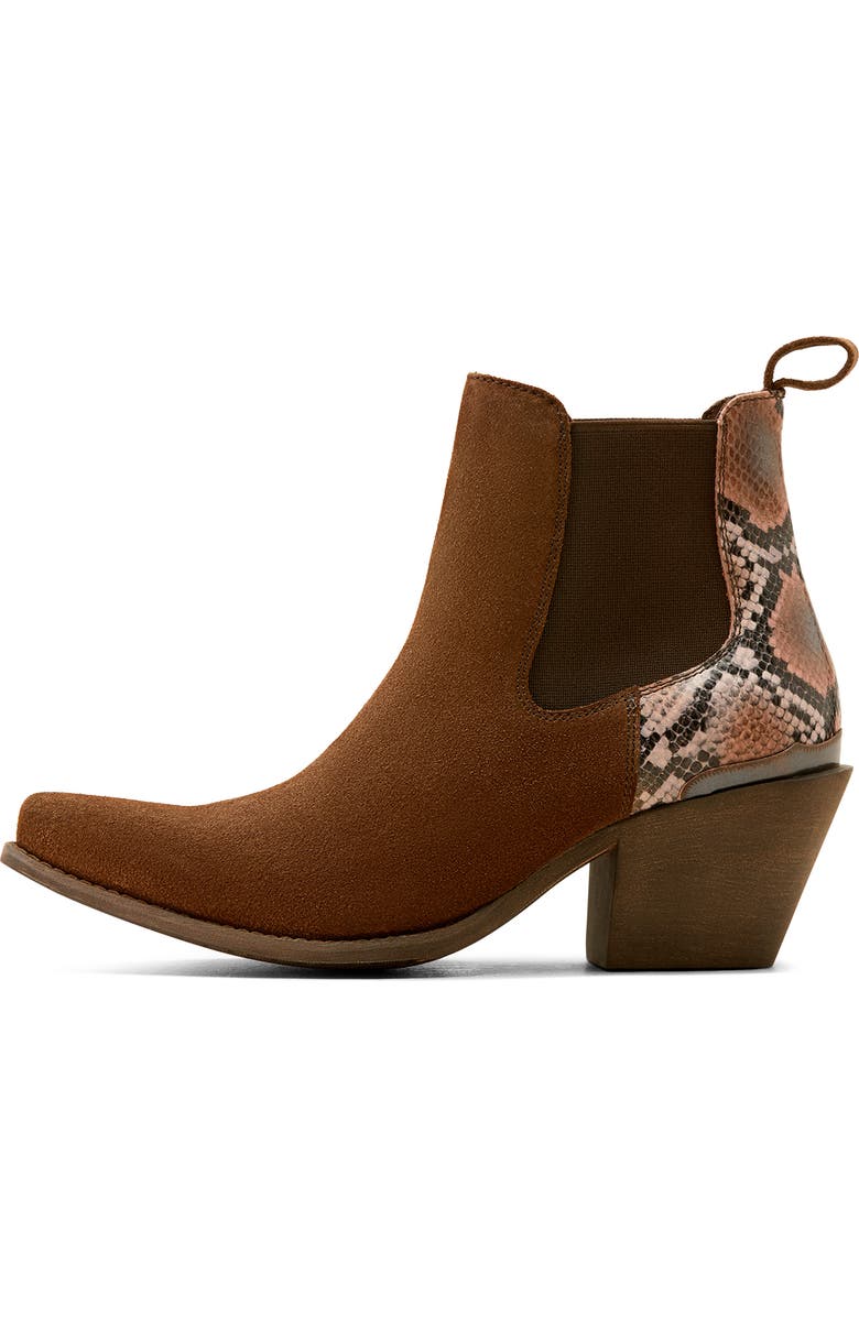 Ariat Bradley Western Chelsea Boot, Alternate, color, Cafe Suede/ Desert Snake Print