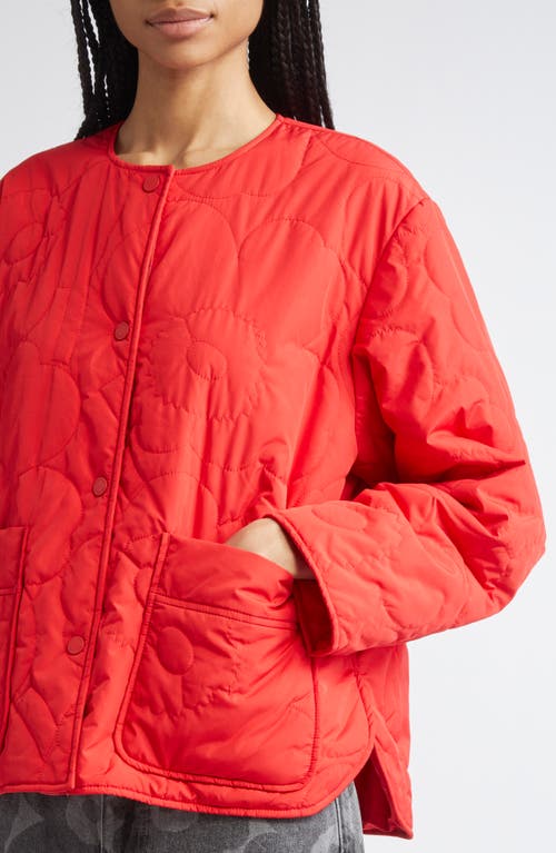 Marimekko Kapseli Piirto Unikko Quilted Jacket In Red