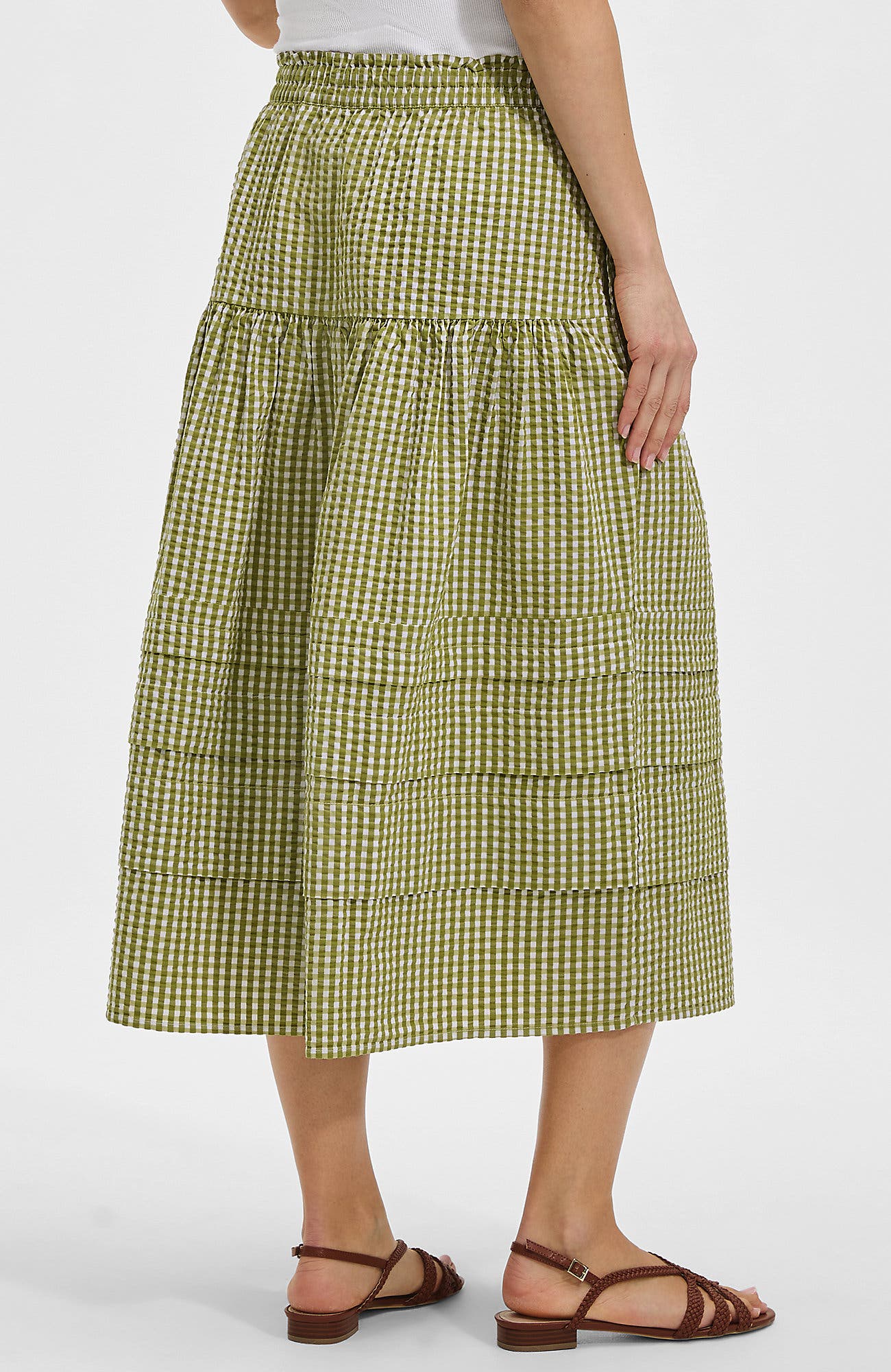 Seersucker Pull On Midi Skirt - image 2