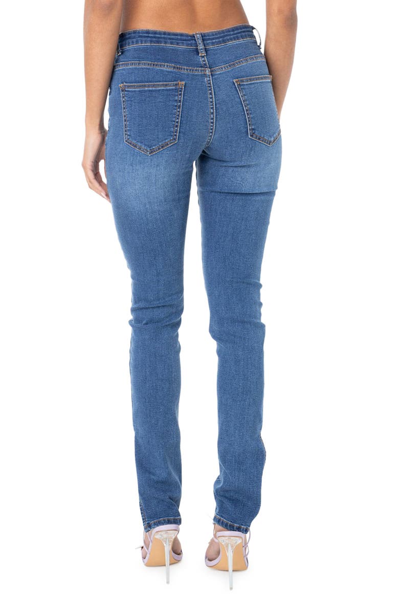 EDIKTED Low Rise Split Hem Skinny Jeans, Alternate, color,