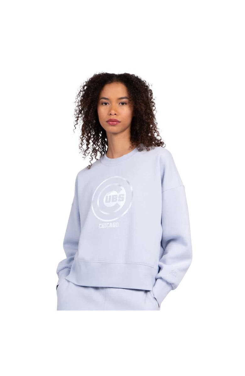 STARTER Women's Starter Light Blue Chicago Cubs Pastels Boxy Fleece Sweatshirt, Main, color, Light Blue