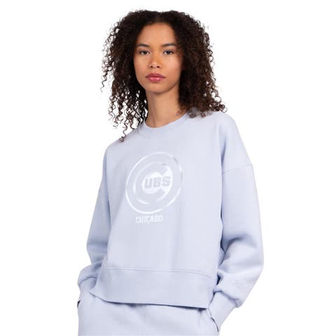 Women's Starter Light Blue Chicago Cubs Pastels Boxy Fleece Sweatshirt