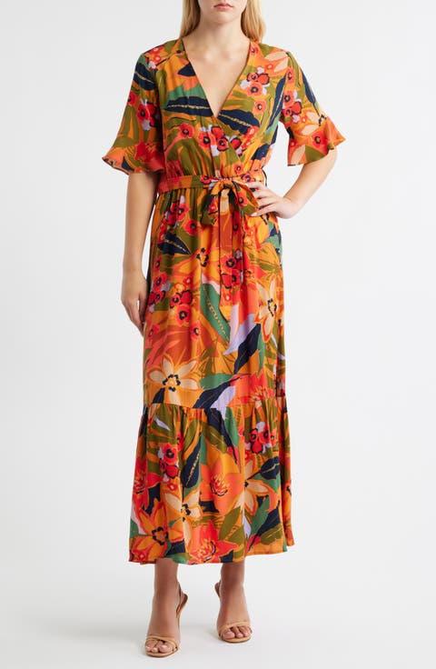 Floral Wrap Front Dress