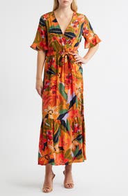Halogen® Floral Wrap Front Dress