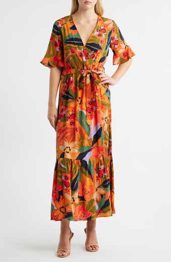 Halogen® Floral Wrap Front Dress