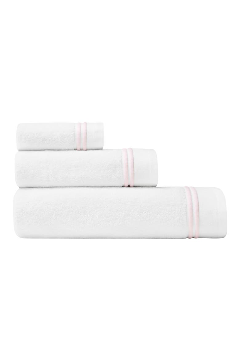 Aura Nuova Combed Cotton Bath Sheet, Alternate, color, WHITE/ PINK