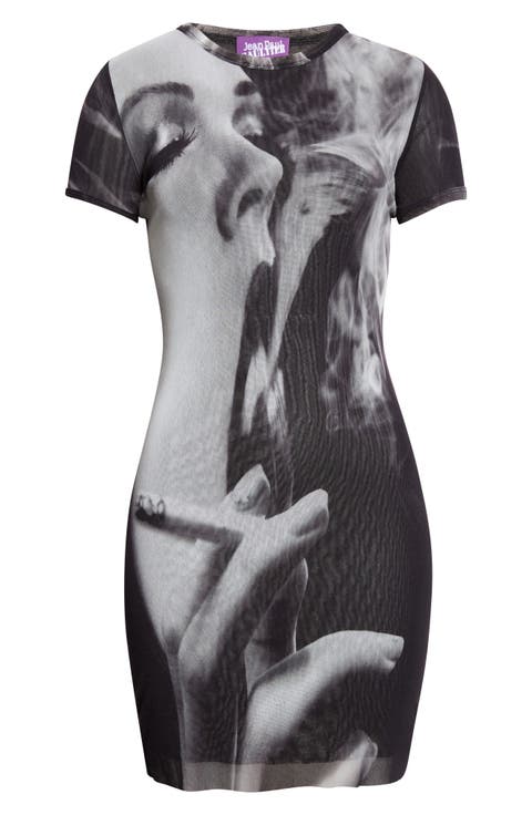 Smoking Printed Mesh Minidress