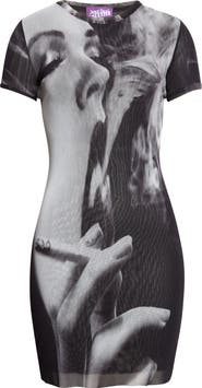 Jean Paul Gaultier Smoking Printed Mesh Minidress