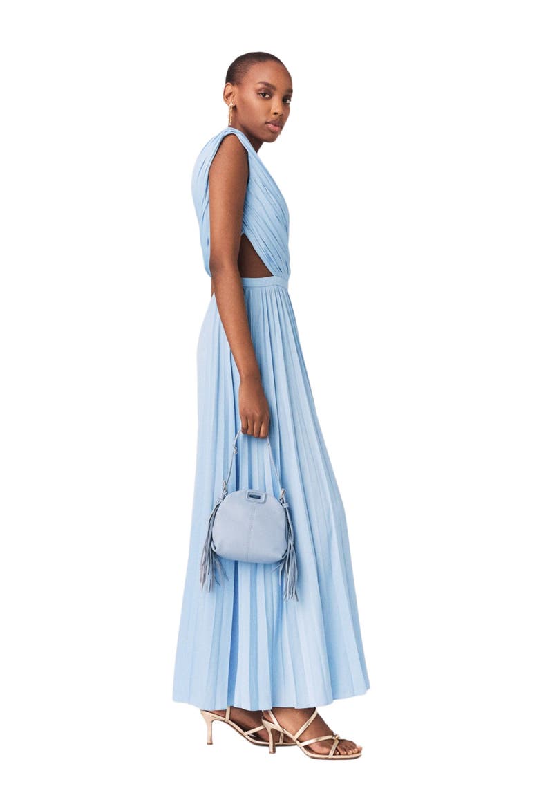 Asymmetrical pleated maxi dress, Alternate, color, Blue sky