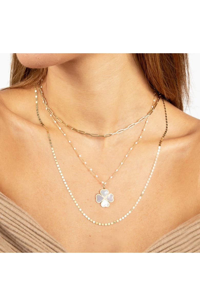 The Lovery Fine Jewelry Mother of Pearl Lucky Clover Charm, Alternate, color, Mother Of Pearl