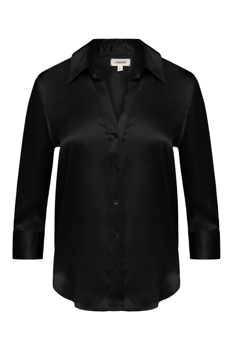 Dani Silk Charmeuse Blouse, Alternate, color, BLACK
