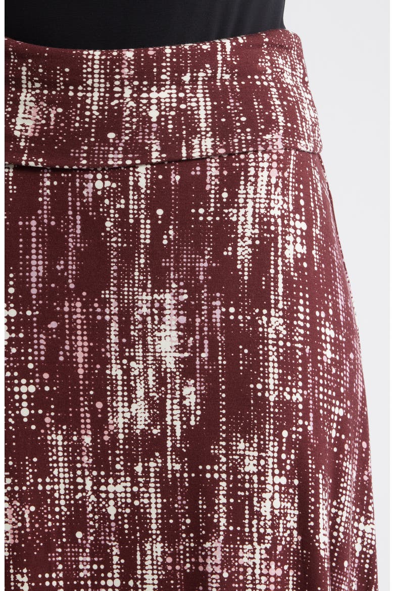 Roll Top Printed Maxi Skirt, Alternate, color, BURGUNDY
