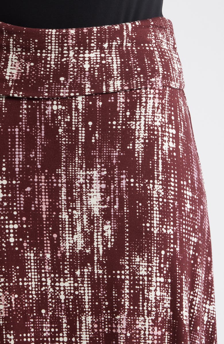 Loveappella Roll Top Printed Maxi Skirt, Alternate, color, Burgundy