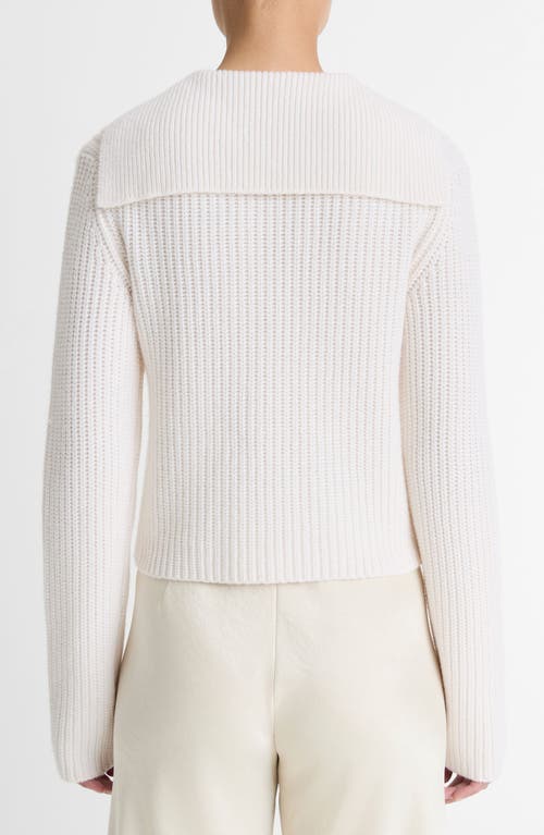 Vince Rib Wool & Cashmere Sailor Collar Sweater In White