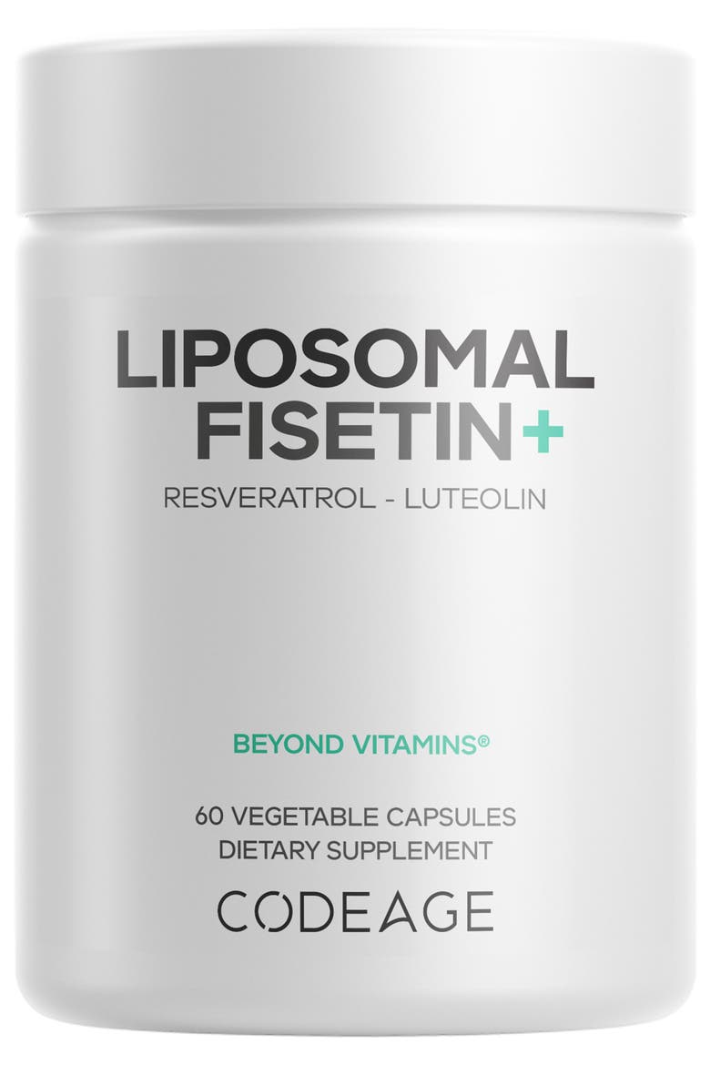 Liposomal Fisetin 500mg, Resveratrol, Luteolin, Polyphenol Flavonoids, Main, color, White